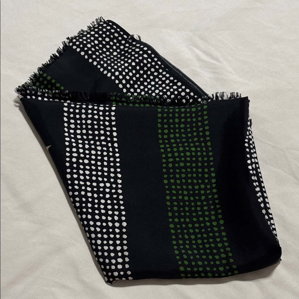 YSL Black and Green Polka Dot Scarf - Picture 4 of 5